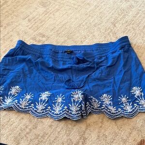 Blue Embroidered Shorts